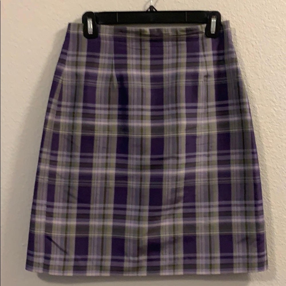Josephine Chaus purple plaid silk skirt
